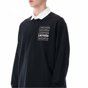 Lacoste Black and White Long Sleeve Polo
